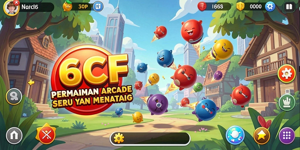 Tangkap layar utama 6CF menampilkan aksi gameplay arcade yang mendebarkan.