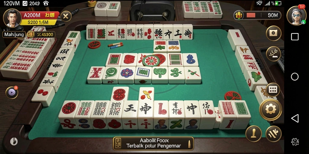 Screenshot A200M menunjukkan gameplay Mahjong yang seru dan menarik.