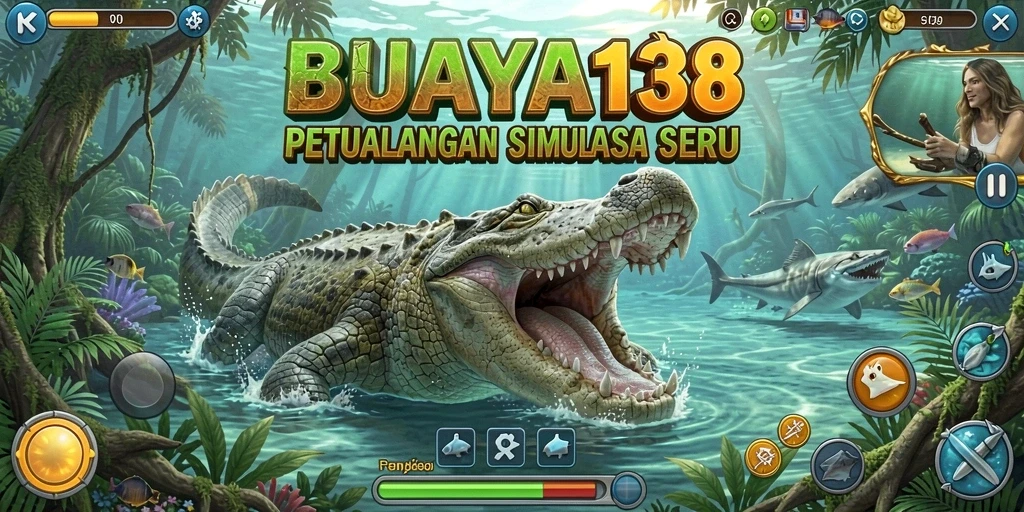 Tampilan menarik dari gameplay <strong>BUAYA138</strong>, menampilkan aksi buaya di alam liar.