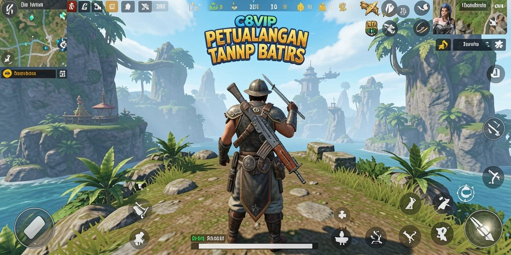 Screenshot C8VIP menunjukkan gameplay eksplorasi dunia yang luas.