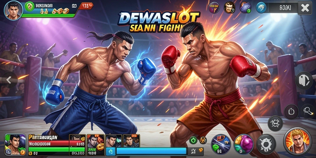 Screenshot DEWASLOT menampilkan aksi pertarungan yang intens.