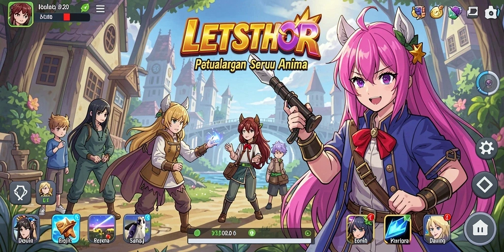Screenshot menampilkan karakter utama LETSTHOR dalam aksi pertarungan.