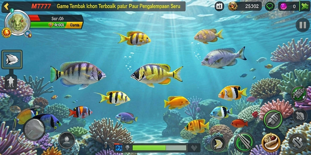 Tampilan gameplay MT777 yang seru dengan aksi Tembak Ikan.
