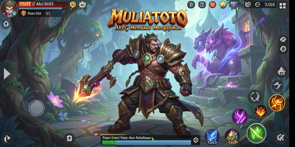 Screenshot gameplay MULIATOTO menampilkan pertarungan epik dalam dunia ARPG.