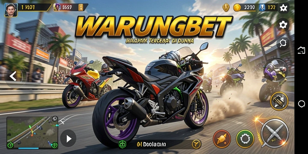 Tampilan gameplay balapan motor di WARUNGBET yang memukau.